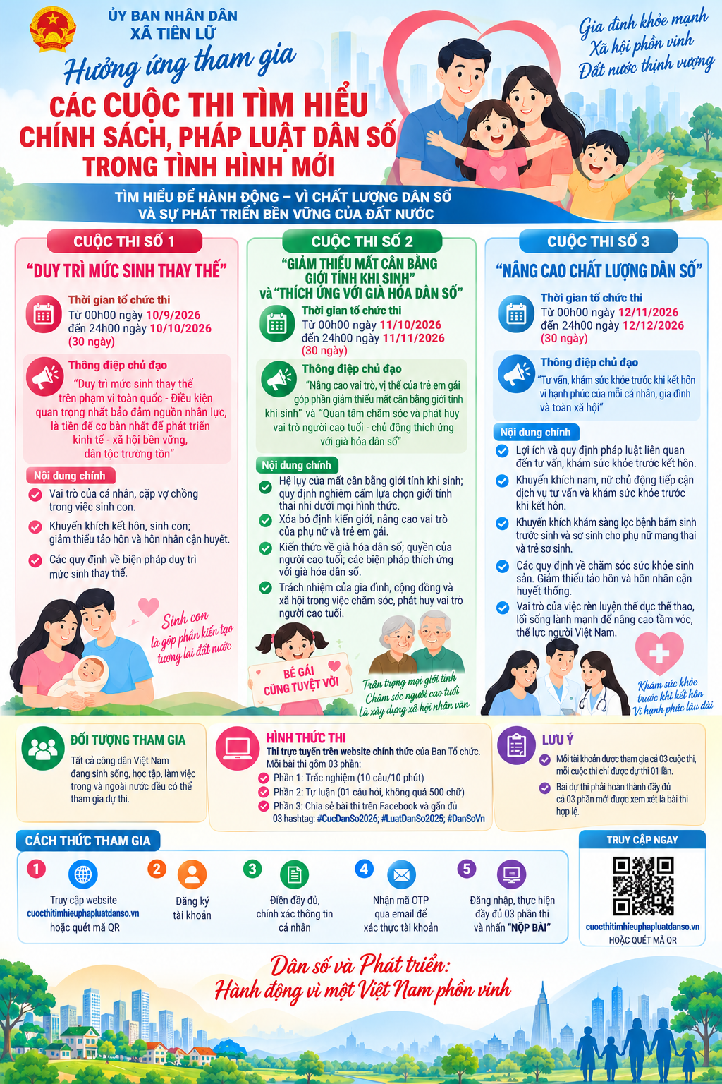 XÃ TIÊN LỮ HƯỞNG ỨNG THAM GIA CÁC CUỘC THI TÌM HIỂU CHÍNH SÁCH, PHÁP LUẬT DÂN SỐ TRONG TÌNH HÌNH MỚI