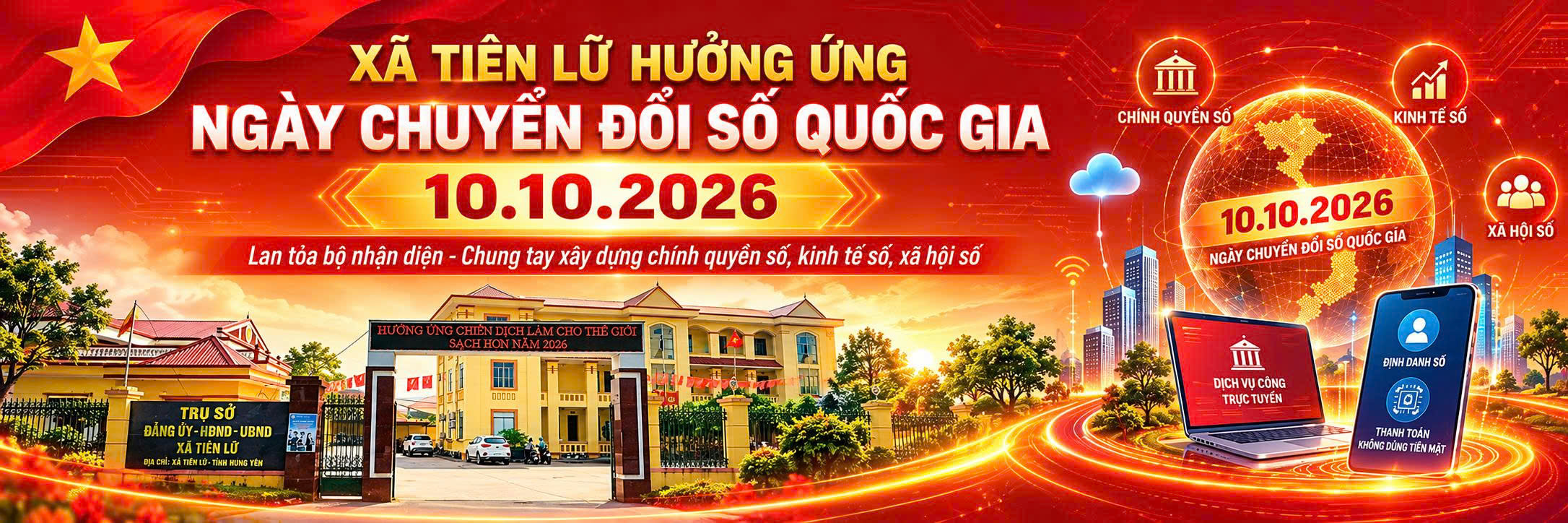 XÃ TIÊN LỮ HƯỞNG ỨNG NGÀY CHUYỂN ĐỔI SỐ QUỐC GIA 10/10/2026: LAN TỎA BỘ NHẬN DIỆN, CHUNG TAY XÂY DỰNG XÃ HỘI SỐ